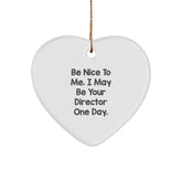 Funny Director Gifts from Friends, Heart Ornament for Director One Day, Christmas Unique Gifts for Him - Image 1